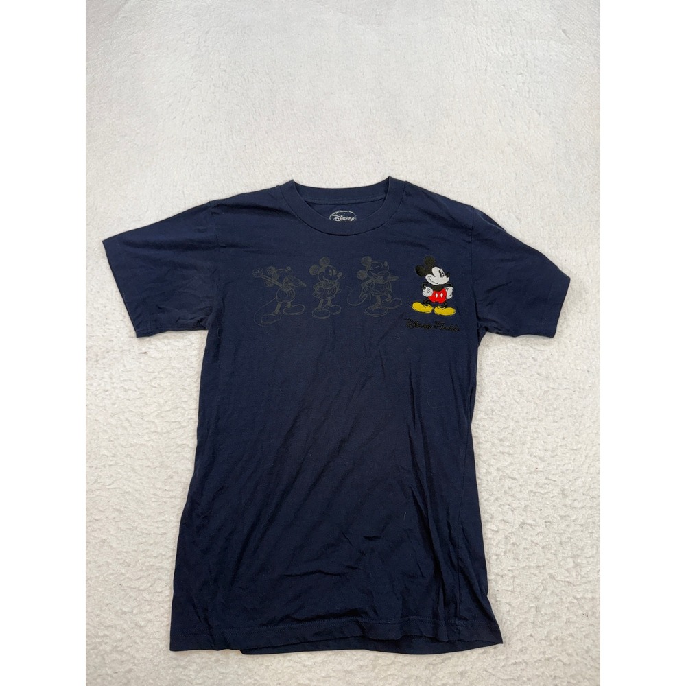 Disney Mickey Mouse Evolution Navy Blue Graphic T-Shirt Mens Small AB1010